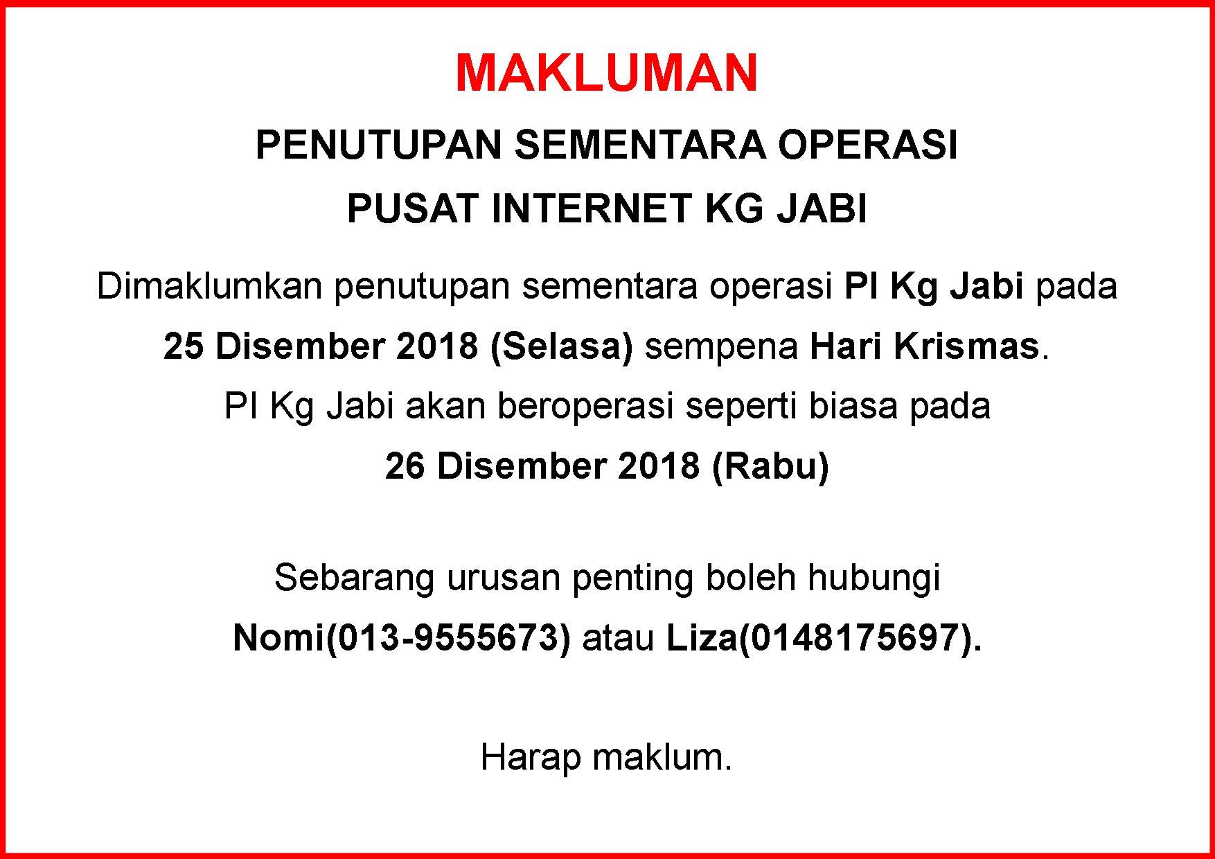 Notis Makluman Penutupan PI Hari Krismas1